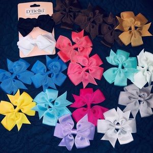 Multiple color clip on hair bows